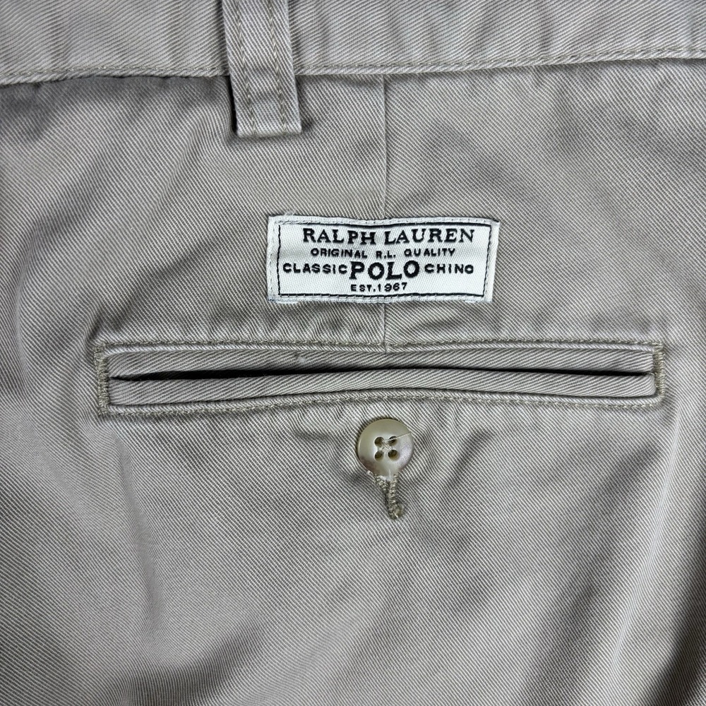 Polo Ralph Lauren Prospect Pants Mens 38x34 Beige Classic Chino‎ Cotton Pleated - Picture 8 of 10